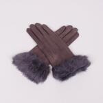 Сиви ръкавици от еко-велур с мек пух