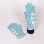 Сини ръкавици с бели панделки