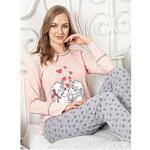 Сладка пижама в сиво и розов меланж с овчици и сърца