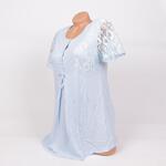Син комплект три части халат, нощница и пижама  за бременни и родилки с дантела
