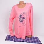 Сладко розова макси дамска памучна пижама