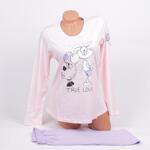 Сладка дамска пижама с овца и вълк в розов и лилав цвят