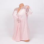 Стилна пижама за бременни и родилки с дантела и цвете в цвят пудра