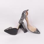 Стилни дамски обувки в сребърен цвят и черно - Шехерезада