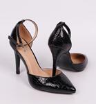Стилни обувки от релефен черен лак