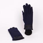 Тъмно сини дамски ръкавици от вълнен плат