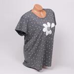Тъмносива макси лятна пижама на точки с бяло цвете