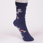 Тъмносини дамски чорапи от пениран памук с еднорог