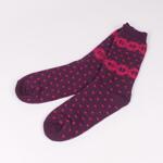 Тъмнолилави дамски чорапи с лилави точки и фигурки