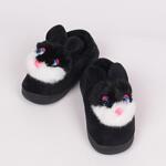 Топли черни детски пантофки със зайче