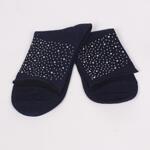 Тъмносини памучни дамски чорапи с камъчета