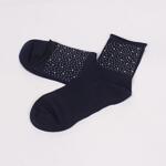 Тъмносини памучни дамски чорапи с камъчета