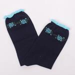 Тъмносини чорапи със морско сини розички