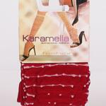 Фигурални винено червени 3/4 дамски чорапи с бяло райе
