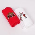 Хавлиени коледни кърпи в бял и червен цвят с пингвини и Дядо Коледа