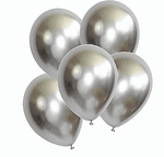 Балони хром металик в сребро 30 см - 5 броя