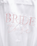 Бял Халат с надпис BRIDE TO BE в розово злато