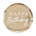 Парти чинии в злато - Happy Birthday