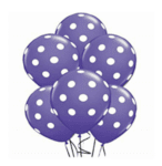Лилави латексови балони с бели точки- 30 см - 5 броя