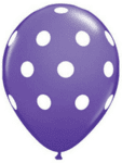 Лилави латексови балони с бели точки- 30 см - 5 броя