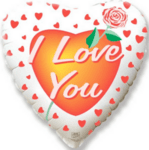 Балон сърце с надпис "I Love You" с целувки  - 45 см-Copy
