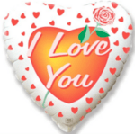 Балон сърце с надпис "I Love You" със сърца  - 45 см