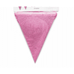 Блестящи Парти флагчета в розово  - 6 метра