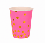 Парти чaши /10 броя в опаковка/ - розови със златни точки