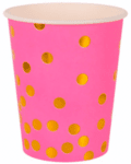 Парти чaши /10 броя в опаковка/ - розови със златни точки