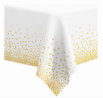 Парти покривка бяла със златни точки - 274 x 137 cm