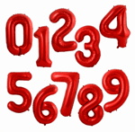 Балон цифра в червен цвят от 0 до 9 - 86 см