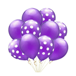 Балони комплект  лилави  с бели точки  - 10 броя