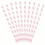 Парти сламки розово и бяло райе  - 20 броя