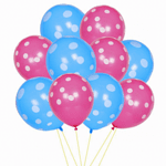 Балони комплект в синьо и циклама с бели точки  - 10 броя