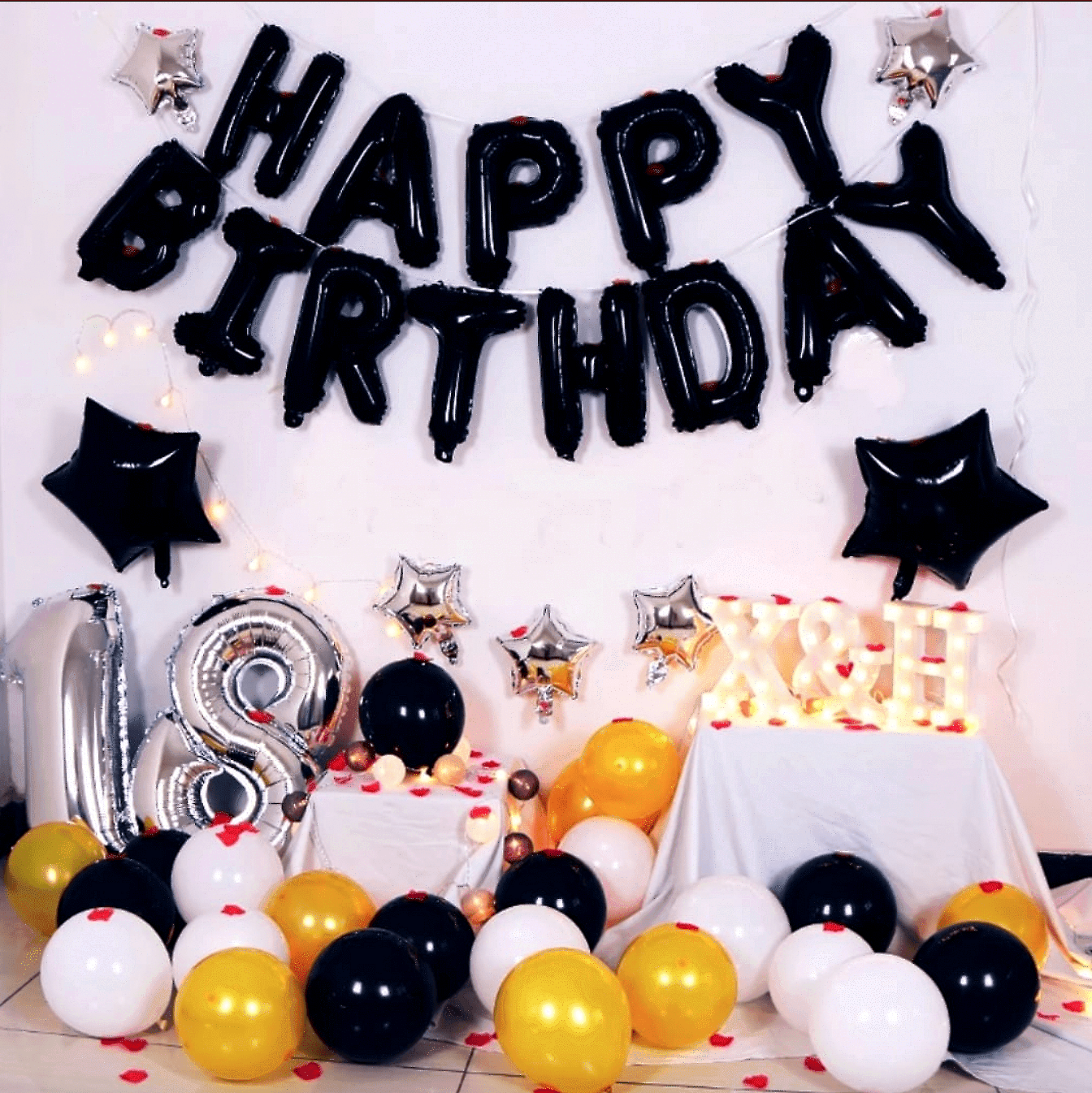 Фолио Балон Happy Birthday - черен 340 х 40 см