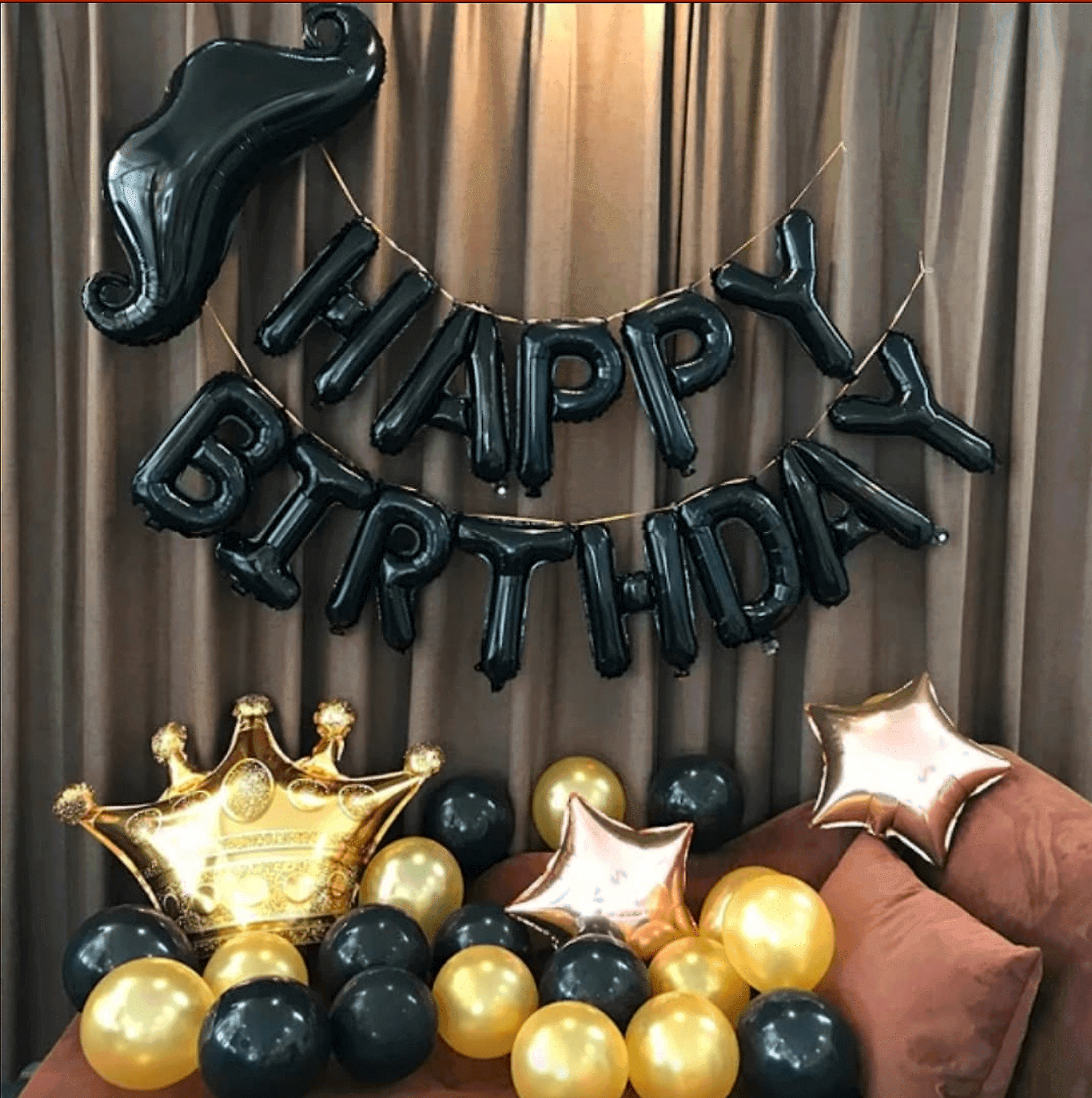 Фолио Балон Happy Birthday - черен 340 х 40 см