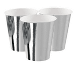 Сребърни  Картонени чаши Металик - 10 броя
