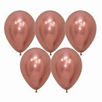 Балони хром металик  в розово  злато 30 см  - 5 броя