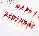 Свещи -  "Happy Birthday" - тъмно розово - 13 броя-Copy