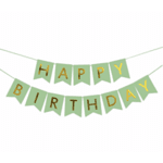 Банер Happy Birthday - в светло зелено 16.5 / 11.5 см