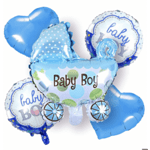 Балони  Бебешка количка в синьо Baby Boy - 5 броя