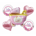 Балони  Бебешка количка в розово Baby Girl - 5 броя