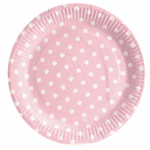 Парти чинии  розови на бели точки 6 броя - 18 см