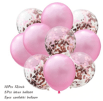 Комплект балони  розово микс и с конфети