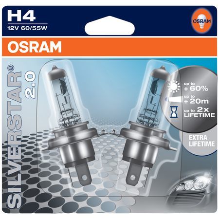 H4 Silver Star 12V 60/55W (Single Bulb): OSRAM 641SVS