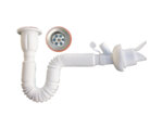 Сифон за мивка с гофрирана връзка и клапа - различен диаметър
