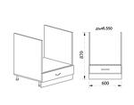Долен кухненски шкаф за вградена фурна - 60 х 55 х 87 cm, бежов гланц