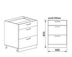 Долен кухненски шкаф с чекмеджета и плавно прибиране - 60 х 55 х 87 cm, бял гланц