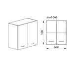 Горен кухненски шкаф с две врати - 60 х 30 х 72 cm, дъб натурал