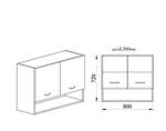 Горен кухненски шкаф с две врати и ниша - 80 х 30 х 72 cm, дъб натурал